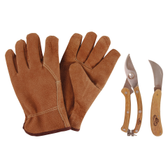 Комплект за резитба от неръждаема стомана Esschert Design – 3 части (ръкавици,ножица,нож)