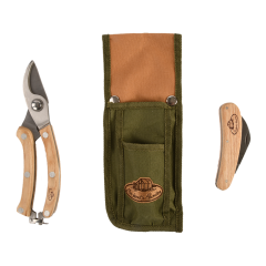 Комплект за резитба от неръждаема стомана Esschert Design - 3 части (калъф,ножица,нож)