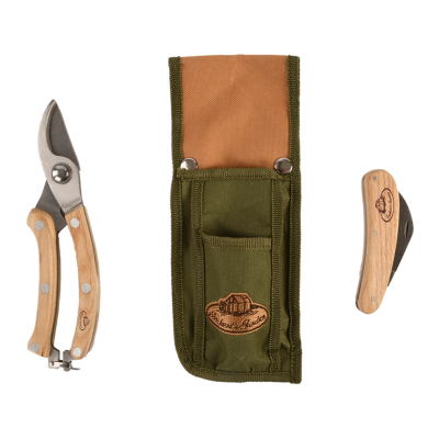 Комплект за резитба от неръждаема стомана Esschert Design - 3 части (калъф,ножица,нож)
