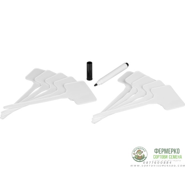 Табелки за надписване + маркер - 10 броя