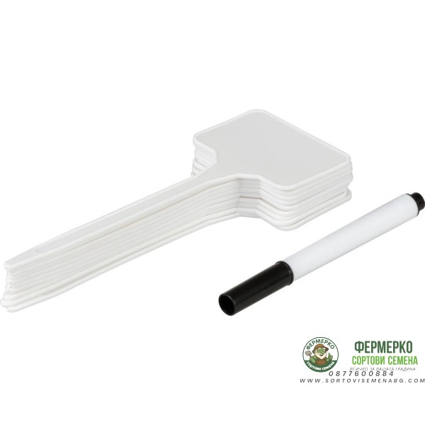 Табелки за надписване + маркер - 10 броя