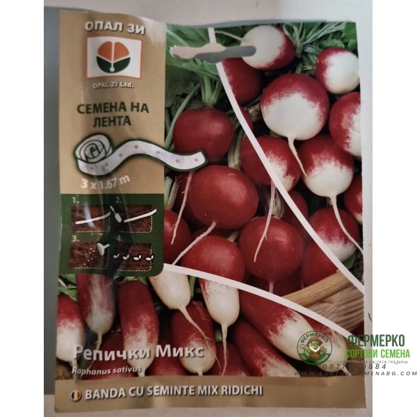Семена на лента за микс Репички Raphanus sativus
