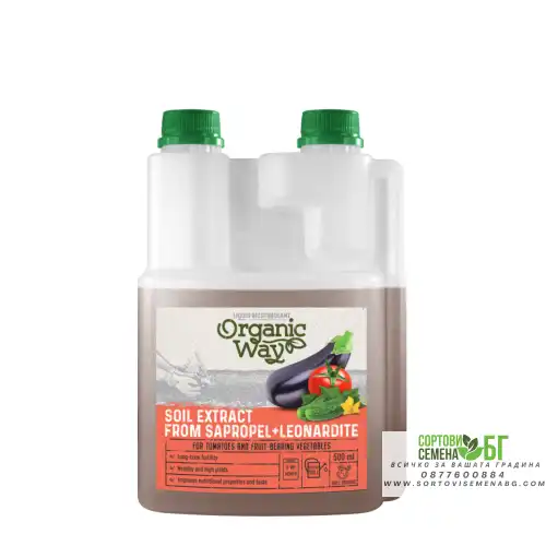 Органичен биостимулатор със сапропел + леонардит – за домати и плододаващи зеленчуци / Soil extract from sapropel + leonardite 500 мл Органичен биостимулатор със сапропел + леонардит – за домати и плододаващи зеленчуци / Soil extract from sapropel + leonardite 500 мл