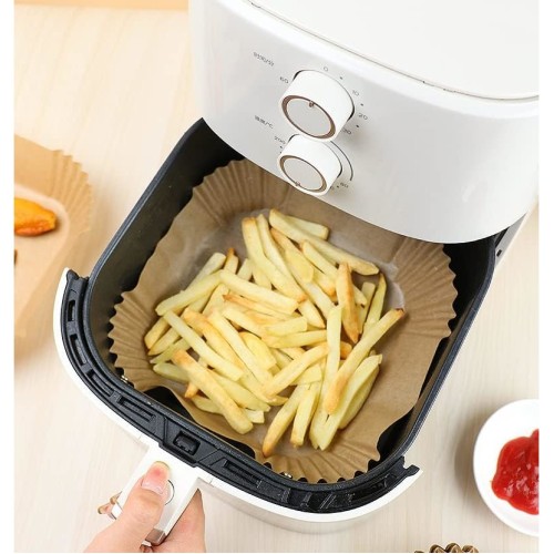 Незалепващи квадратни хартиени тави за Еър Фрайър / Air Fryer / 20см квадрат