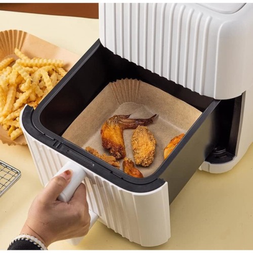 Незалепващи квадратни хартиени тави за Еър Фрайър / Air Fryer / 20см квадрат