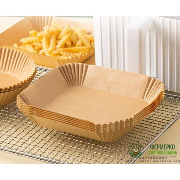 Незалепващи квадратни хартиени тави за Еър Фрайър Air Fryer 20см квадрат