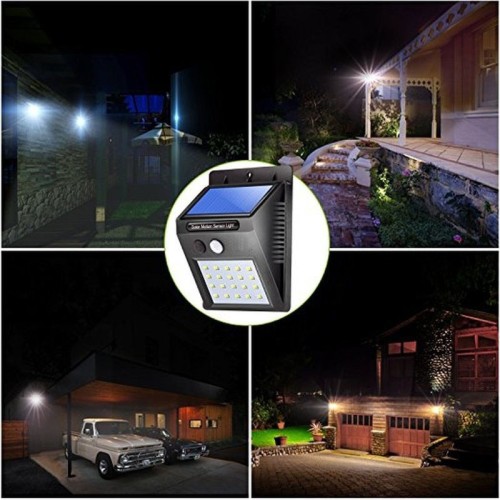 Соларен LED аплик 3W 6500K черен със сензор