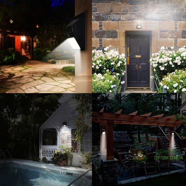 Соларен LED аплик 3W 6500K черен със сензор