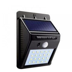 Соларен LED аплик 3W 6500K черен със сензор