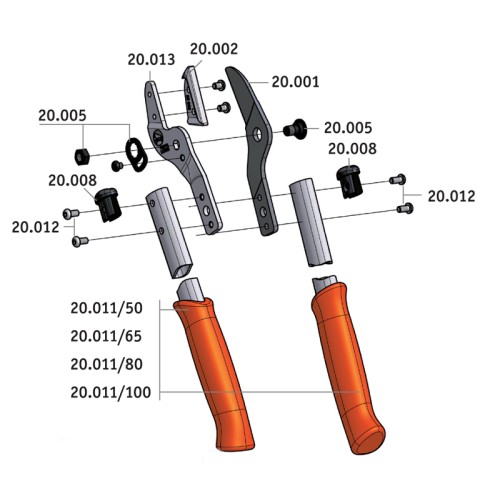 Ножица за клони /100см дръжки, 1300 гр/ (тип секатор) LOWE 20