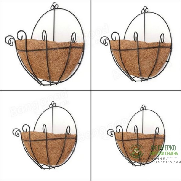 Стенна кашпа (Ковано желязо с кокос)