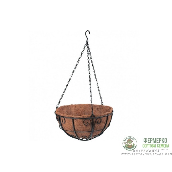 Висяща кашпа (Ковано желязо с кокос) ф30