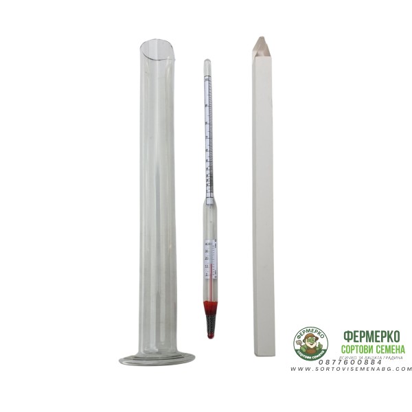 Спиртомер с температурна корекция 0–100° + цилиндър 250 мл