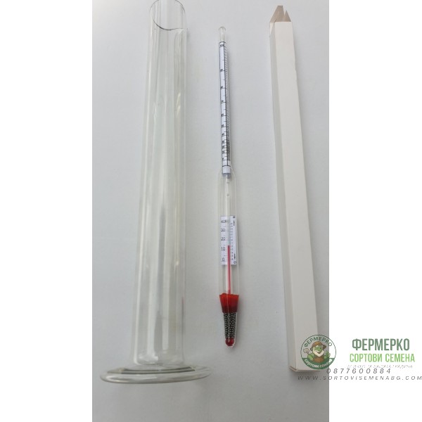 Спиртомер с температурна корекция 0–100° + цилиндър 250 мл