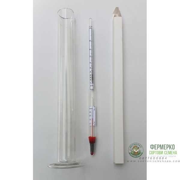 Спиртомер с температурна корекция 0–100° + цилиндър 250 мл