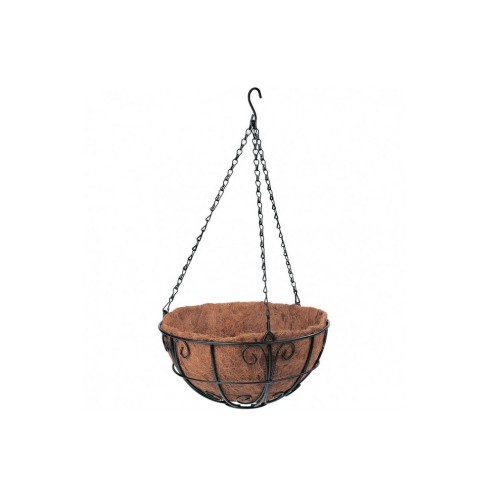 Висяща кашпа Ковано желязо с кокос в компелкт с 4 вида билки/ подправки по избор